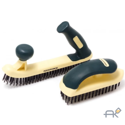 Набор щеток по металлу в пластиковом корпусе с прорез. рук-ми 2пр.(материал проволоки:высокоуглеродистая сталь5х18 и 5х32ряда)в блистере (RF-34013412)